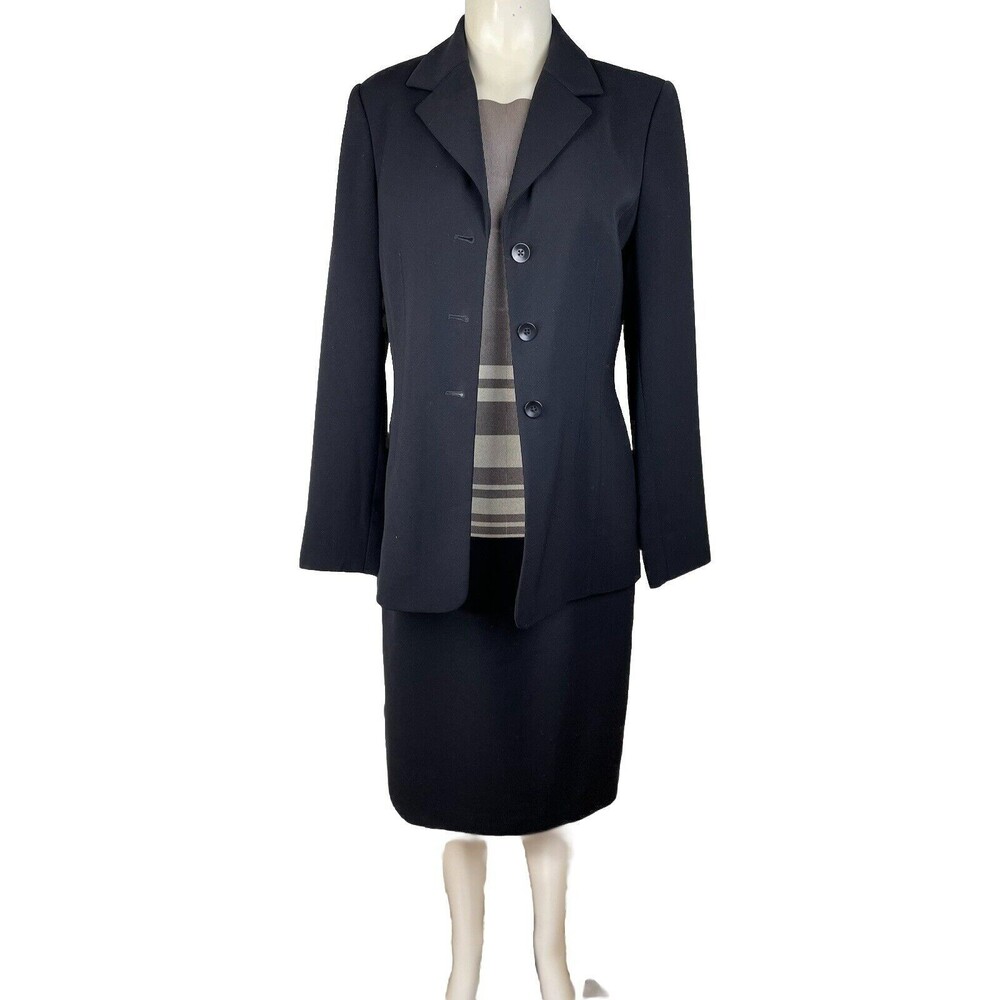Caslon Career Blazer 3-Button Fully Lined Suit Jacket Sz 6 and Skirt Black Sz 10